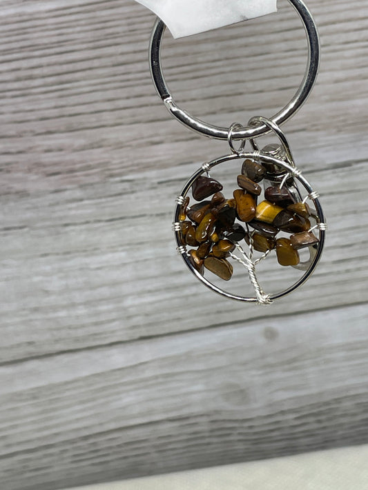 Tiger's eye Tree of Life Keychain