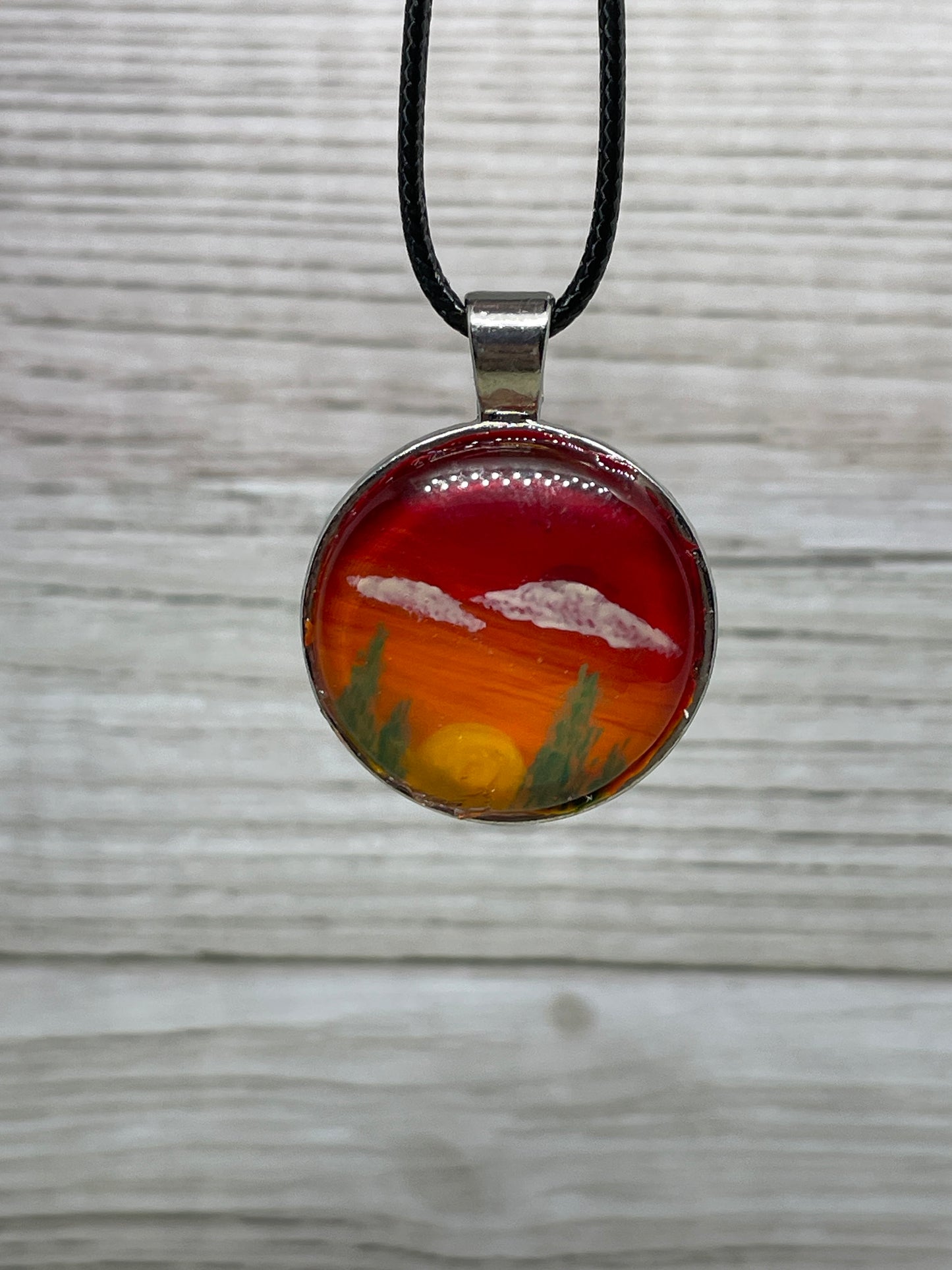 Hand Painted Sunset Sky Necklace