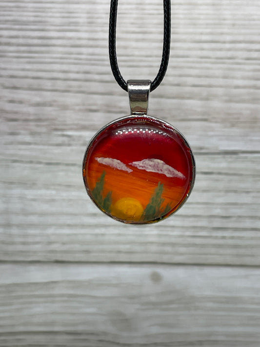 Hand Painted Sunset Sky Necklace