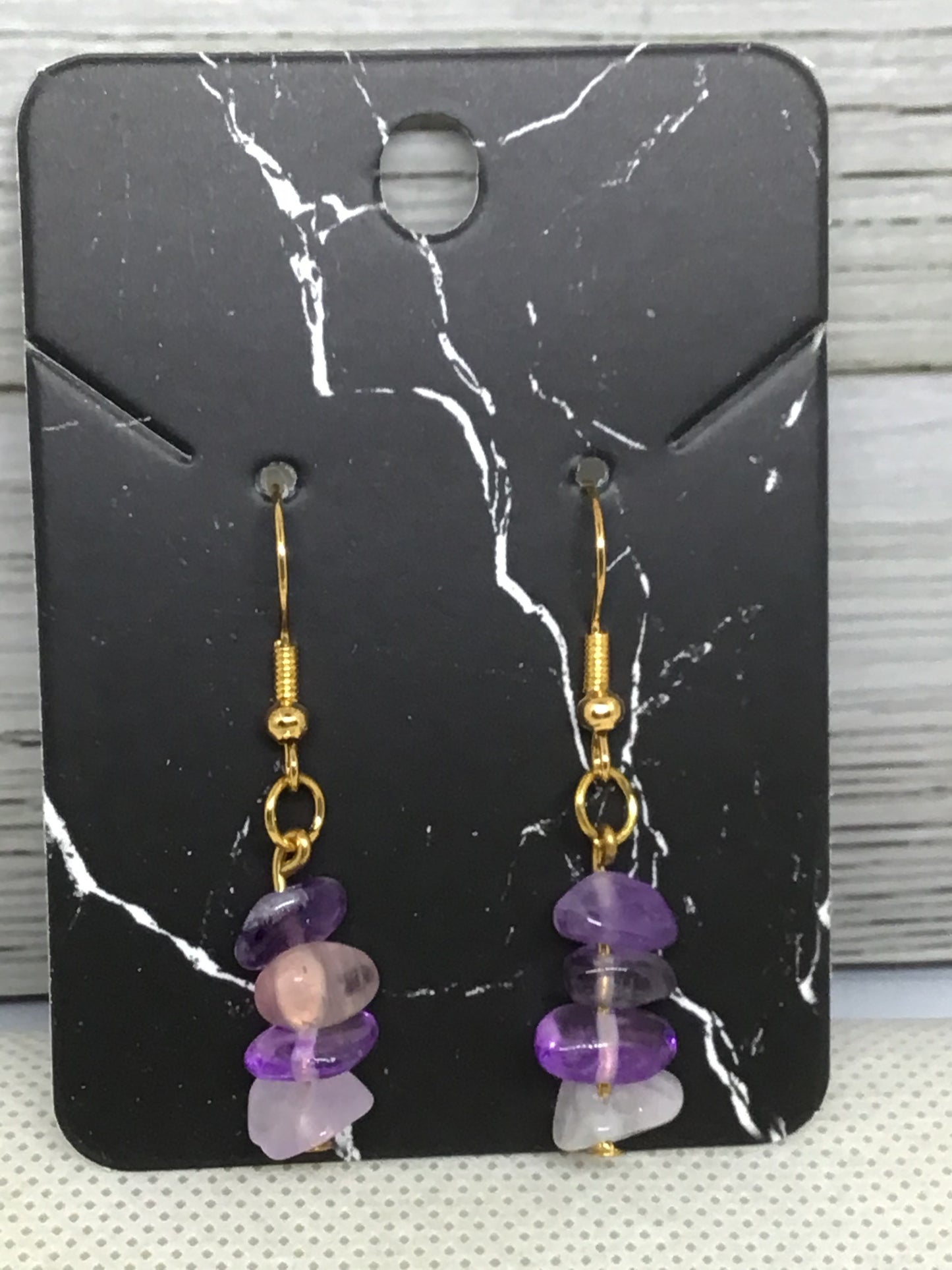 Faux Amethyst drop earrings