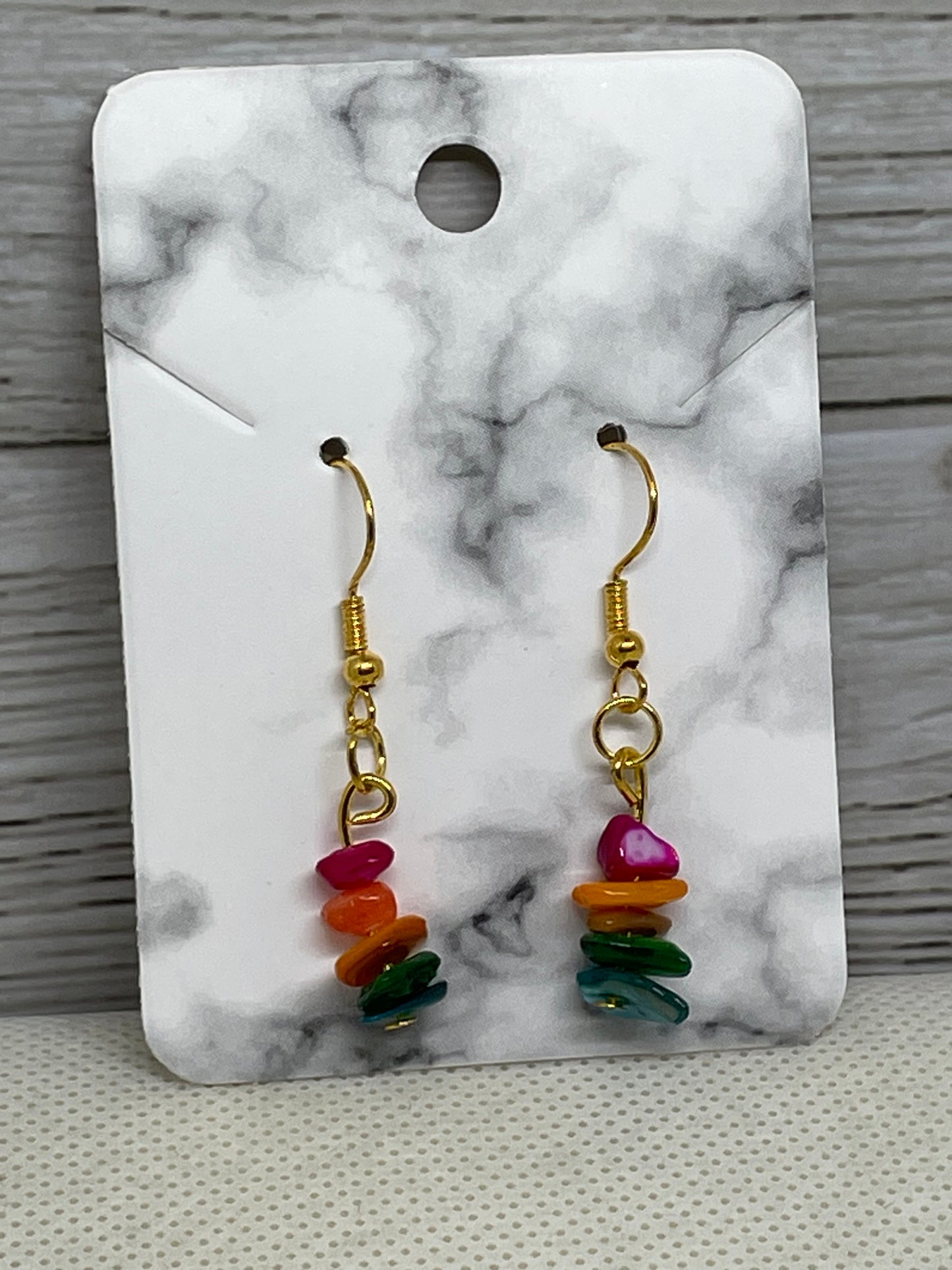 Rainbow stone drop earrings