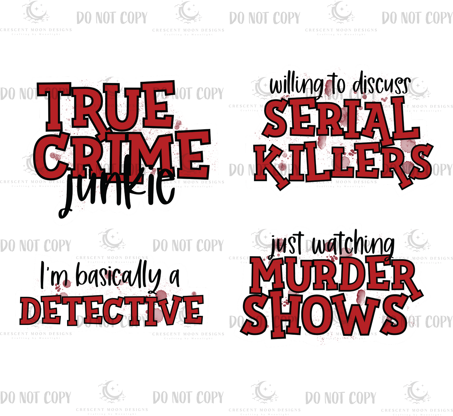 True Crime Sticker Set of 4