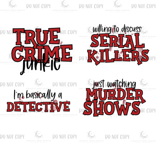 True Crime Sticker Set of 4